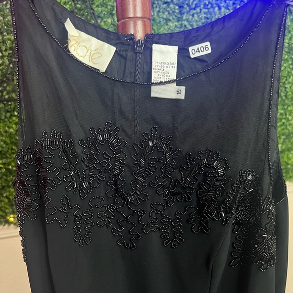 Vintage cache sz 10 black sleeveless shift dress beaded 0406 - Picture 2 of 2